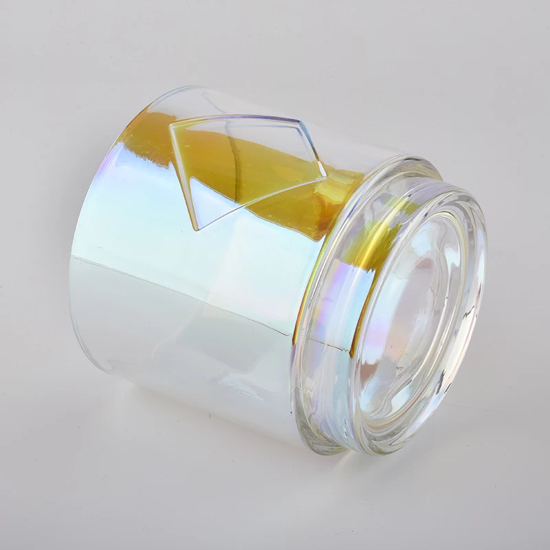 holographic glass candle jars with metal label