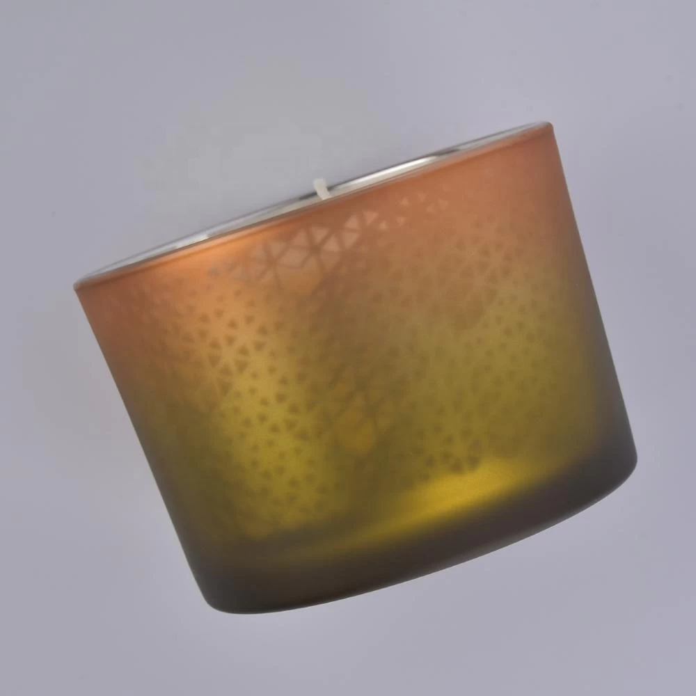 Sunny glassware luxury matte Glass candle holder with wood lid