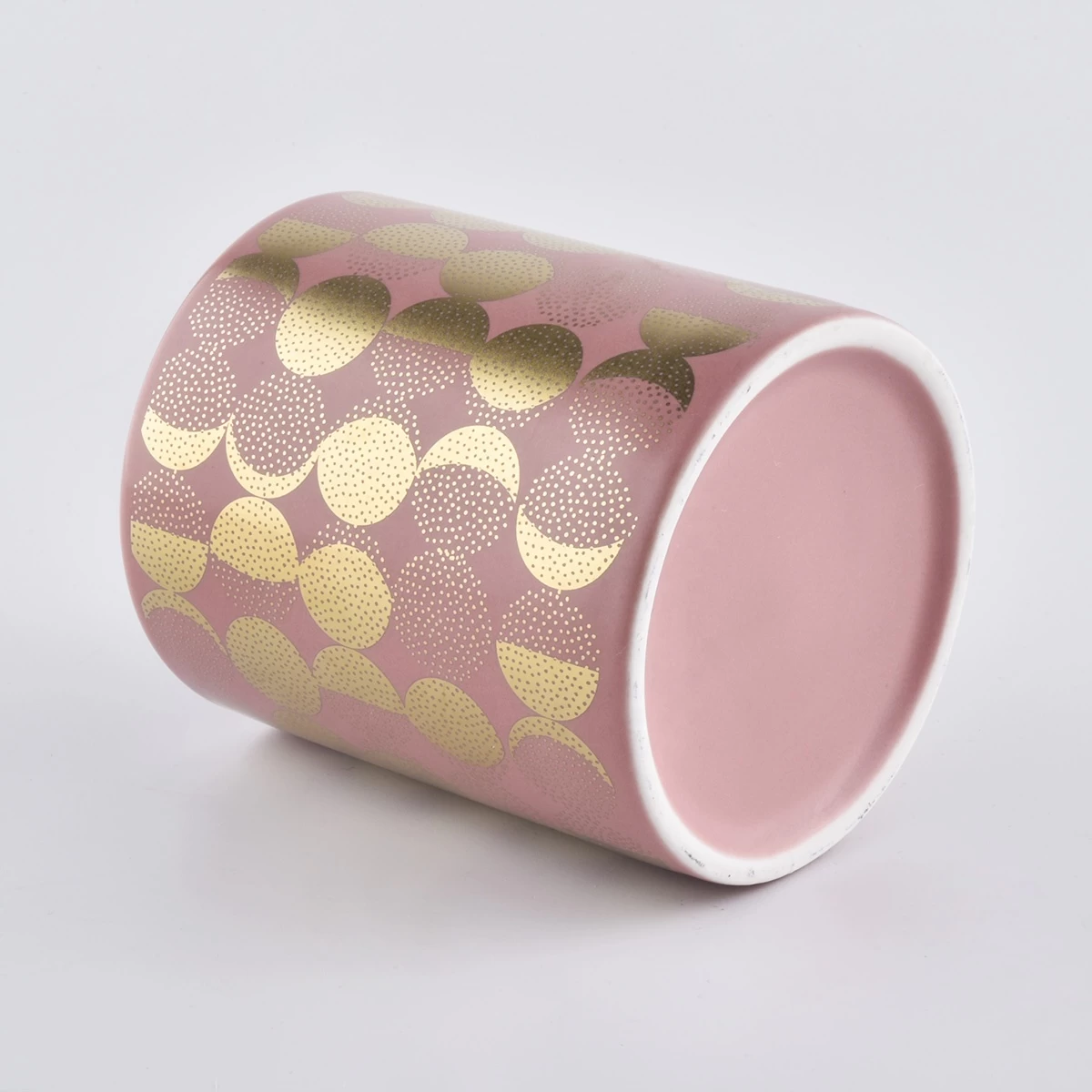 10oz 8oz In bulk custom empty cylinder pink ceramic candle holder