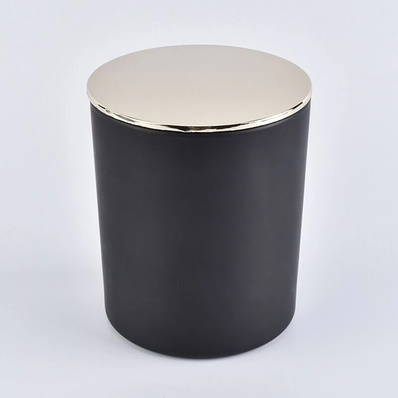 matte black glass candle vessel with lid, popular glass candle holders