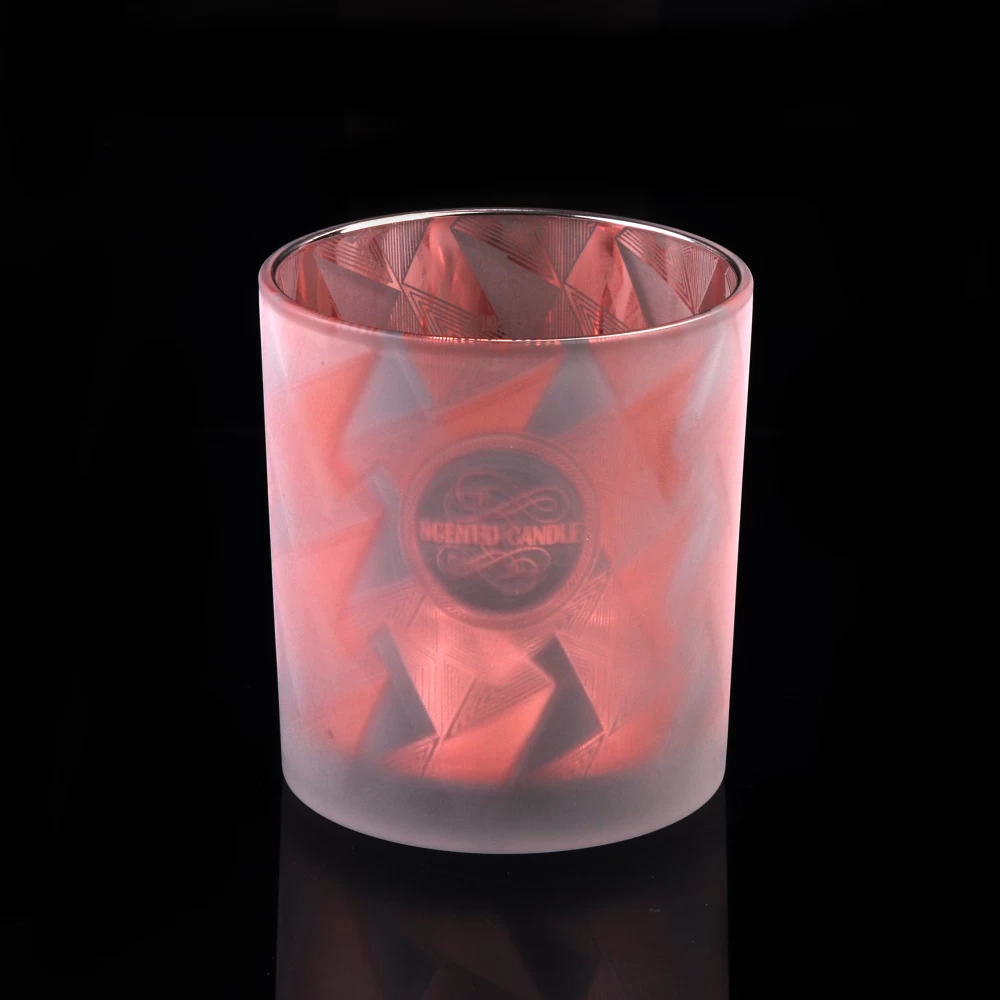 frosted glass candle vessel with laser pattern, unique glass jar for candle making