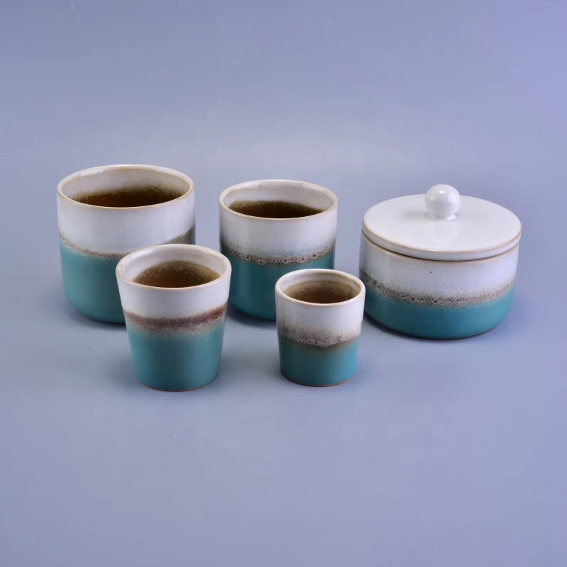 220ml Reactive Stoneware Square Jar  Ceramic Candle Vessel for Home Decoration