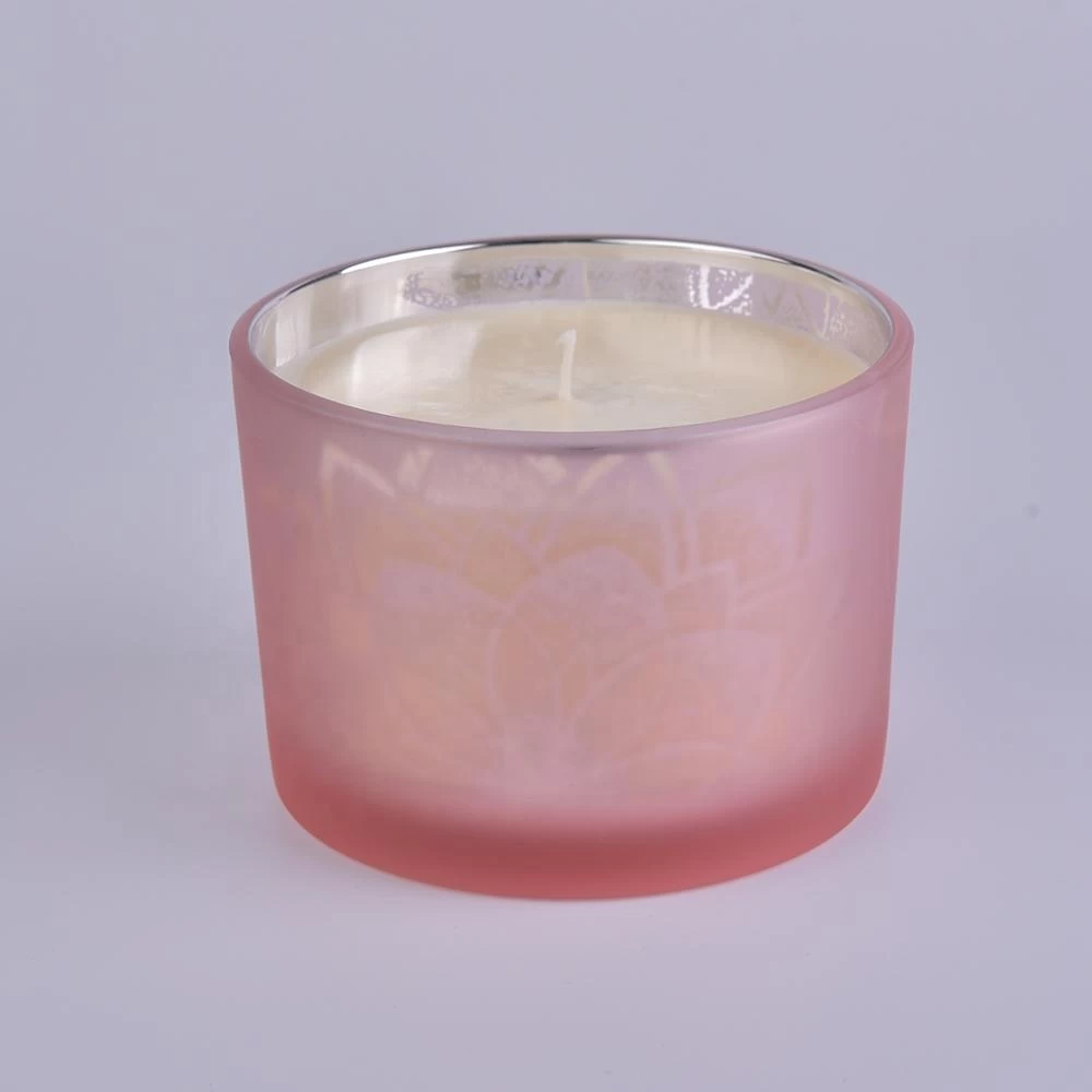 decorative 3 wick pink glass candle making supplies jars and lid