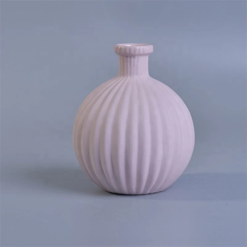 Round Aroma Pink Ceramic Reed Diffuser Bottle Aromatherapy Room Decor