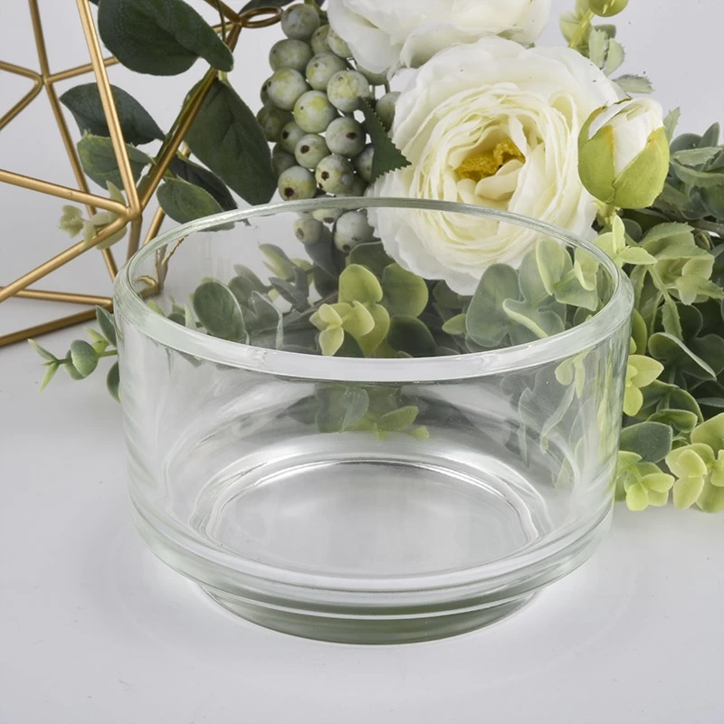 wide mouth glass candle jar with a base, clear glass large candle container