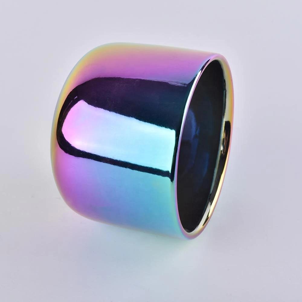 hologram electroplating ceramic candle jars with 2 wicks