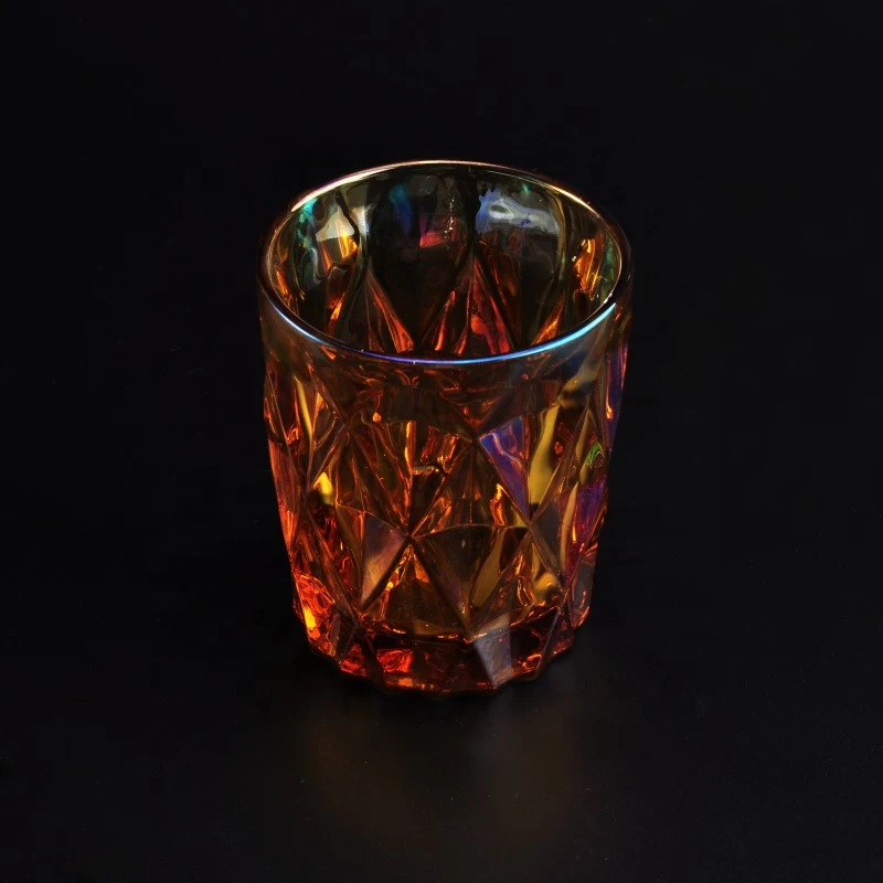 6 oz 10 oz 12 oz Supplier geometric gold tealight glass jar for candle making