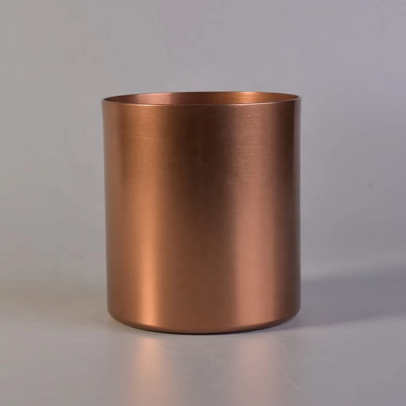 glossy metal vessel for candles, metal candle jars