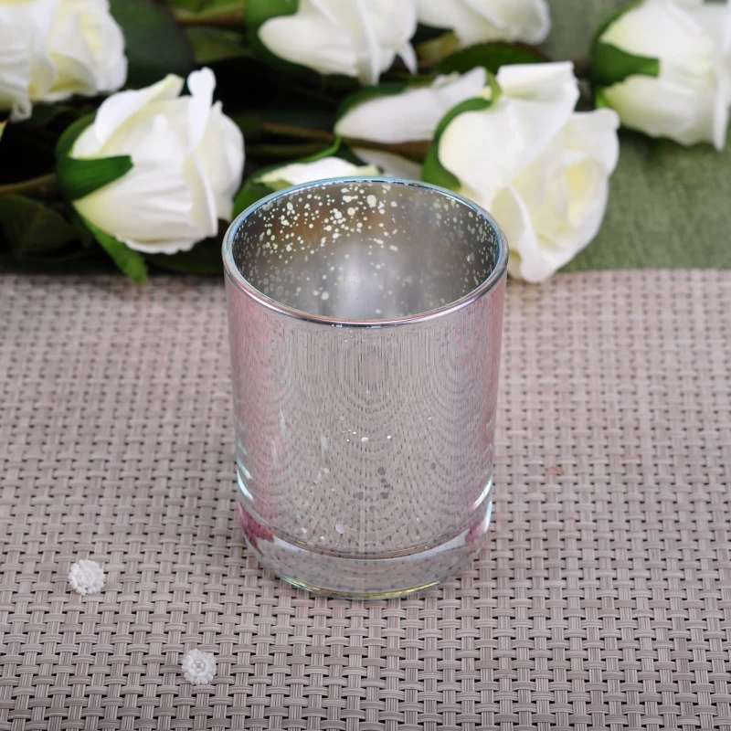 Wholesales customized glass candle holders electroplated laser glass candle vessel