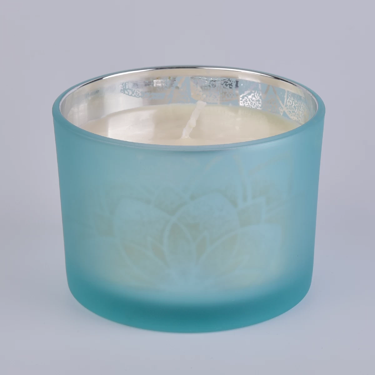 14 oz matte bulke glass container with wood lid, unique glass candle holders