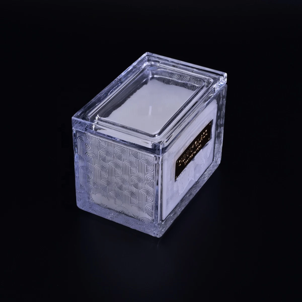 Sunny luxury custom crystal scented square glass candle holder and lids