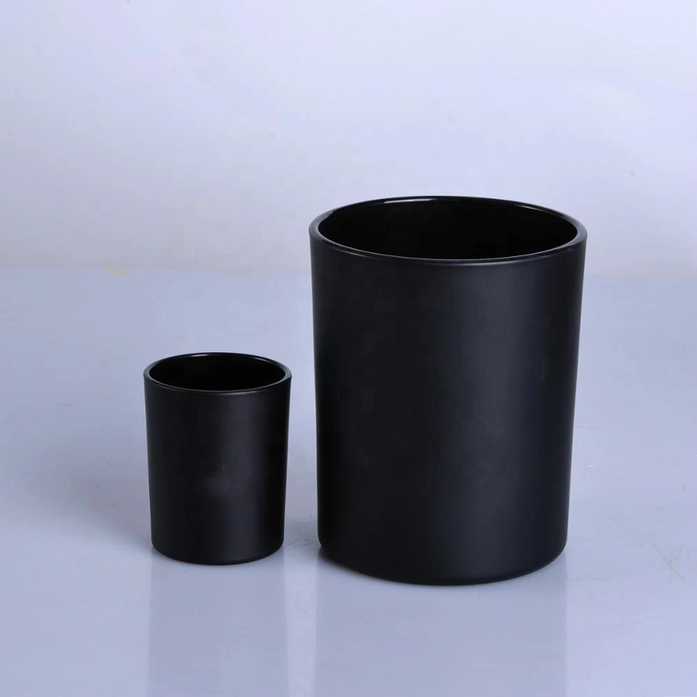 Matte black glass candle holder in bulk, 12 oz cylinder glass container for candle making