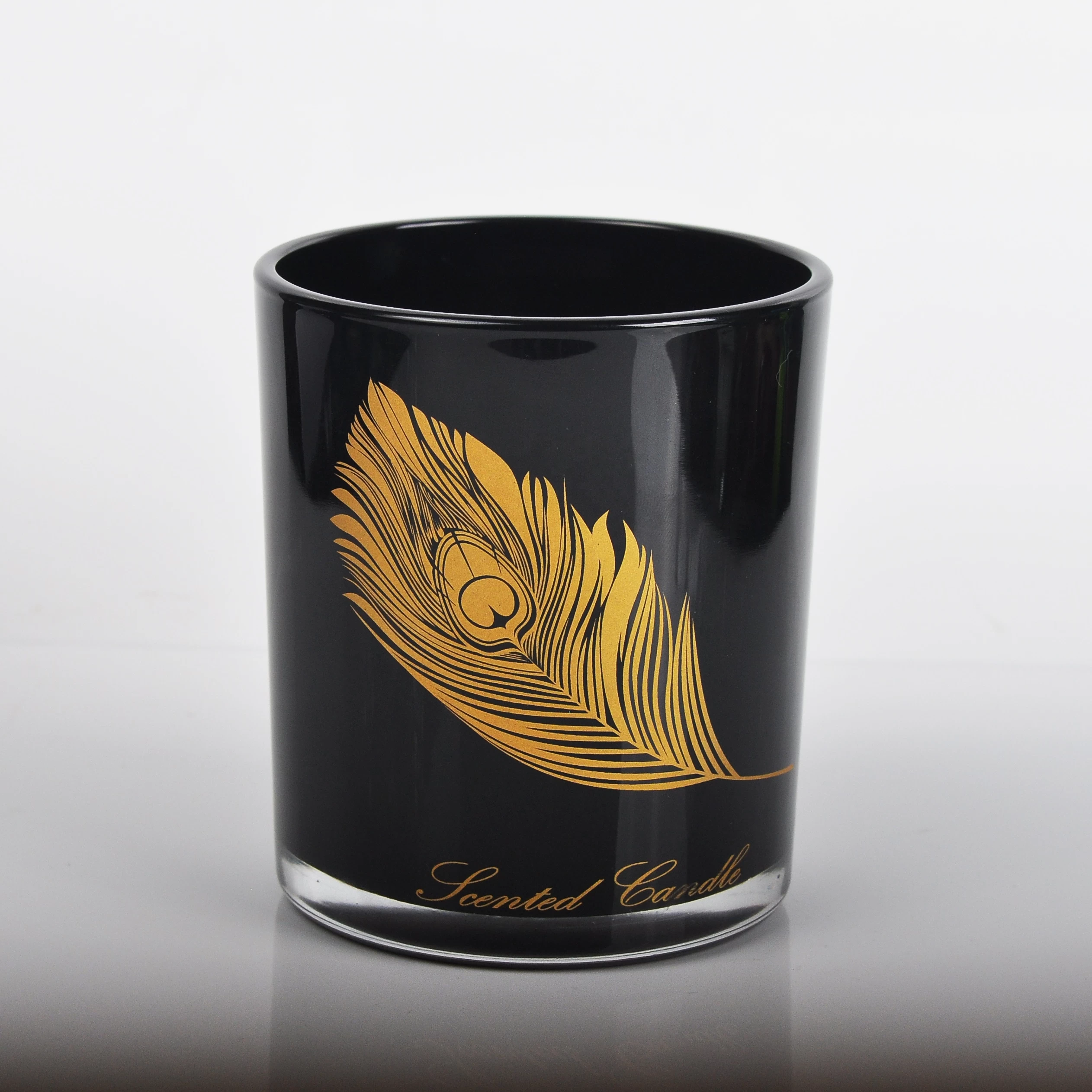 Sunny luxury black custom pattern glass candle holders