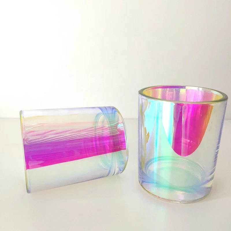 8 oz iridescent candle vessel unique glass votive candle holder
