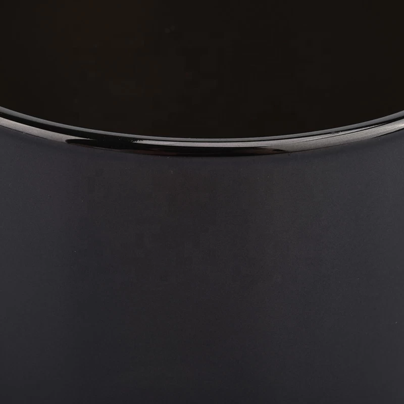 glossy black electroplated glass candle jars