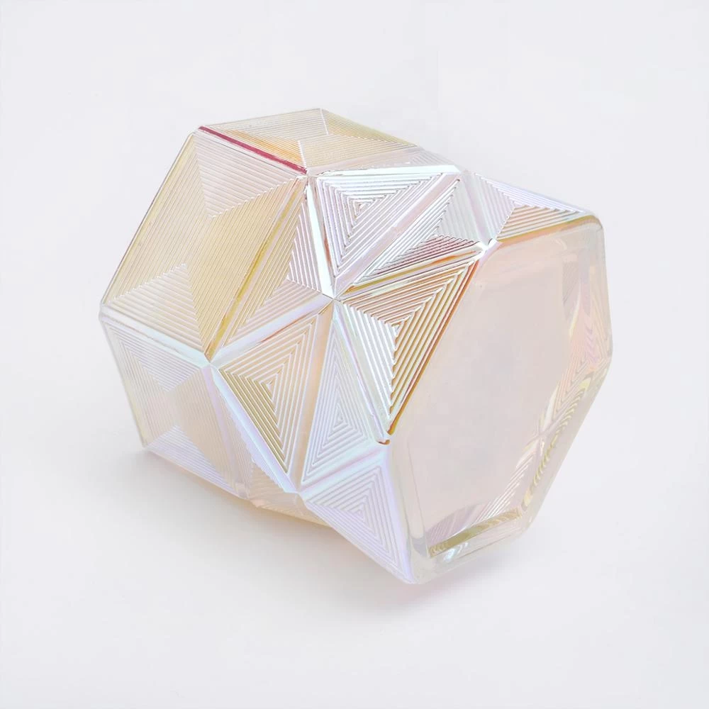 Supplier luxury Hexagon color tealight Glass candle holders