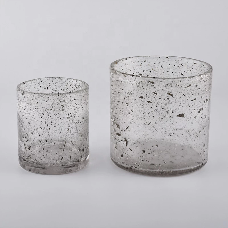 hand made glass candle holders with air bubble finish