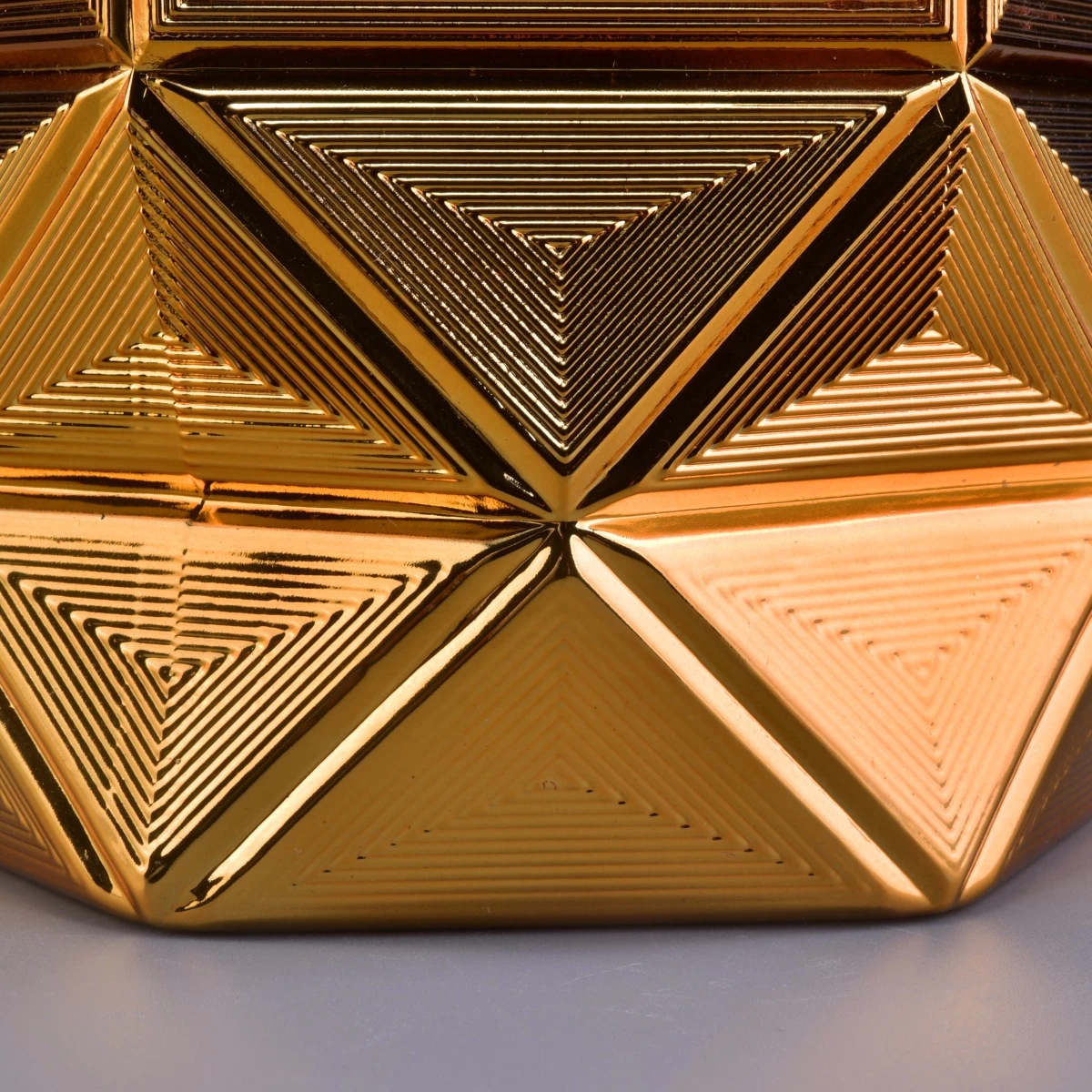 Sunny luxury decorative gold scented Hexagon glass candle jar holder