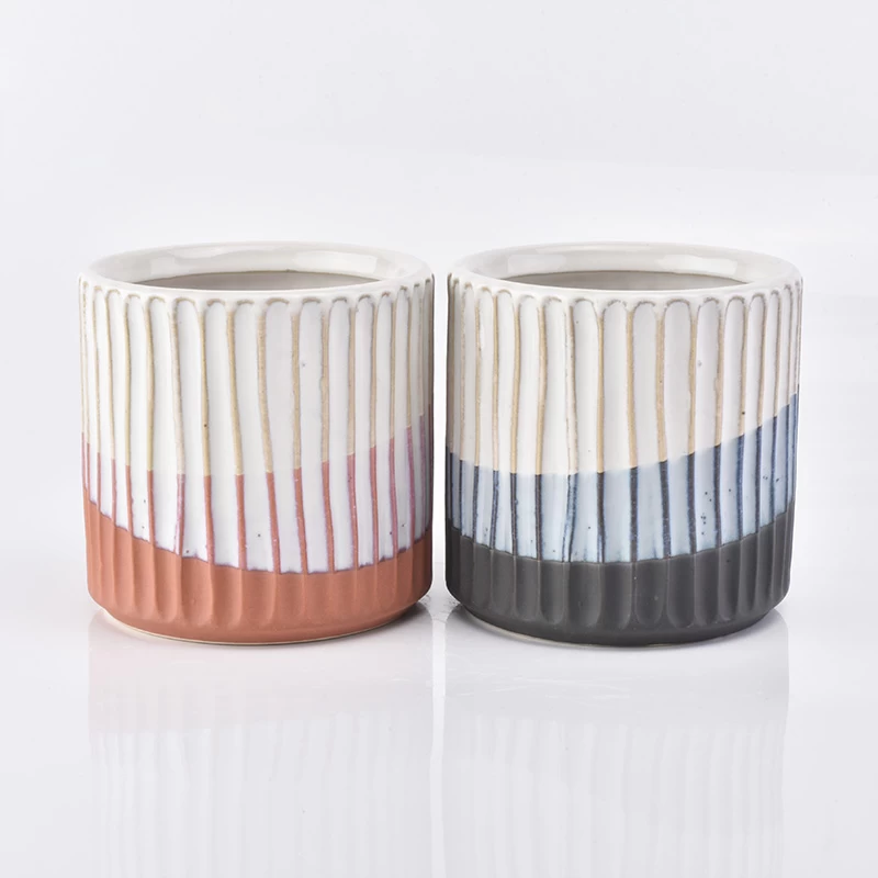 mix color ceramic vessel for candles, empty ceramic candle jar