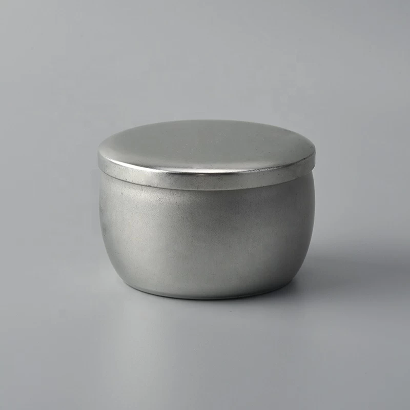 Custom silver Metal Candle tins Metal jar with lid for cosmetic use supply
