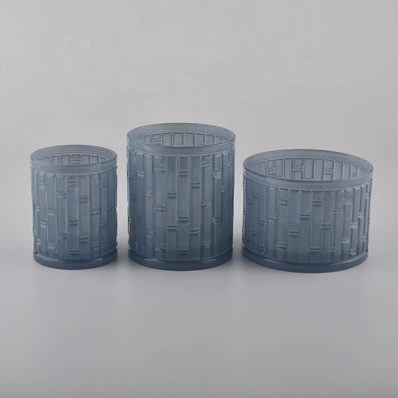 Sunny blue frosted glass candle containers home decoration