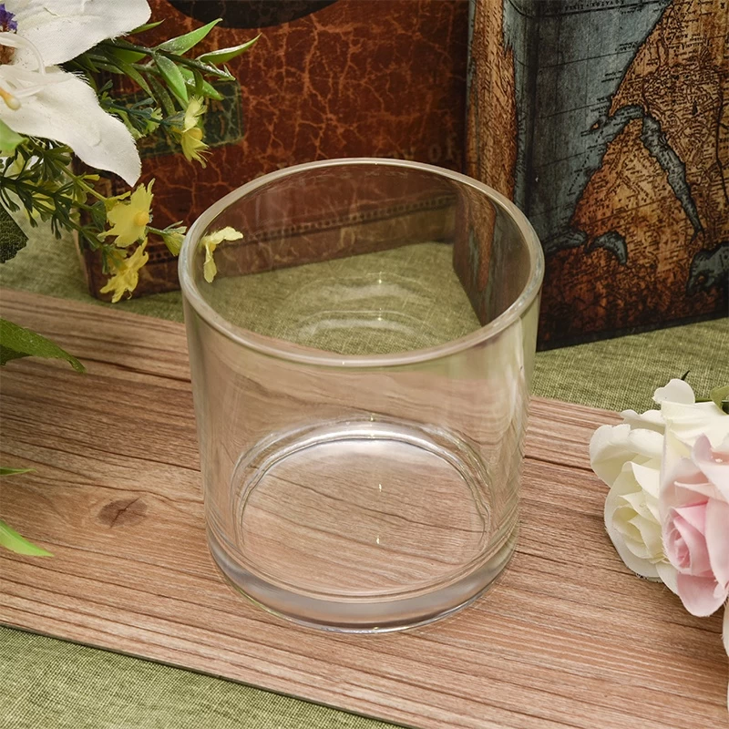 large clear candle vessel, transparent round candle holder