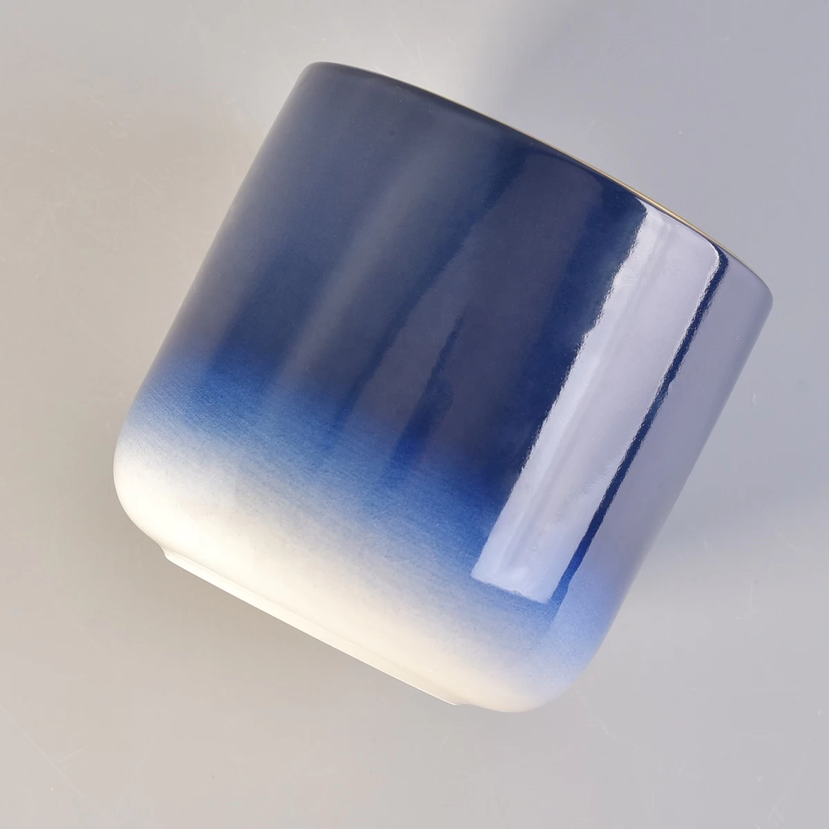 10oz Bulk cylinder colorful electroplated ceramic candle holder