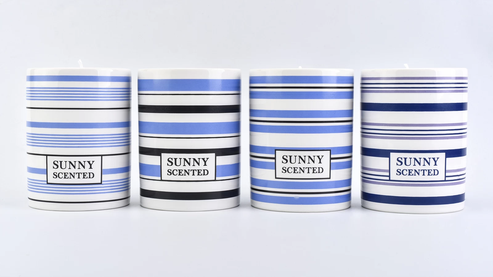 cylinder ceramic vessel with stripes, modern designed ceramic candle holders