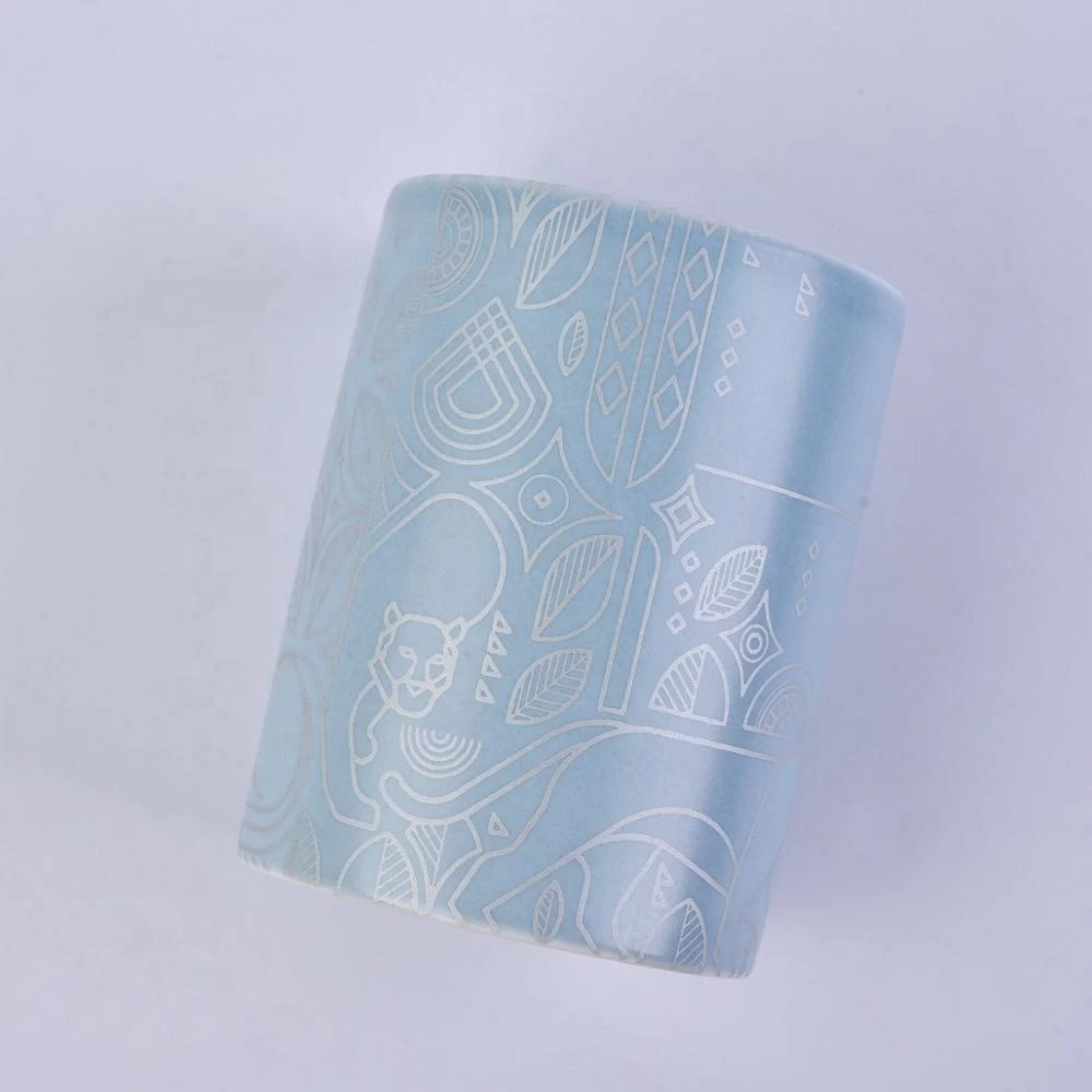 10oz 12oz Wholesales Custom blue ceramic holder for candle