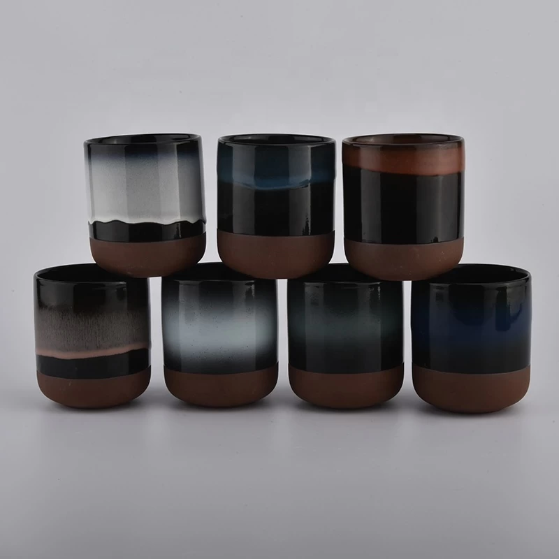 Decorative 10oz cylinder ceramic candle holders