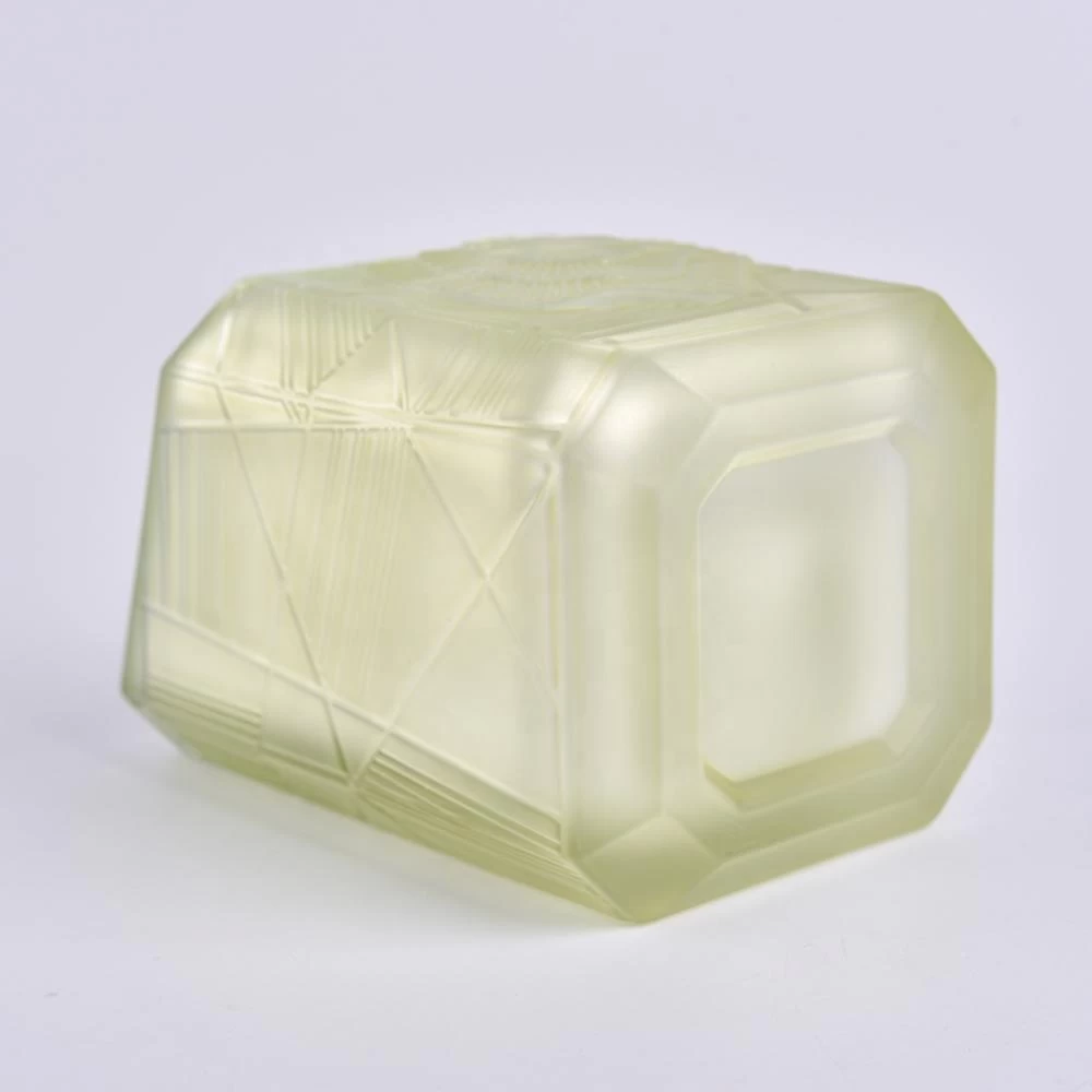 Sunny new design Trapezoid crystal square Luxury glass candle jar holder
