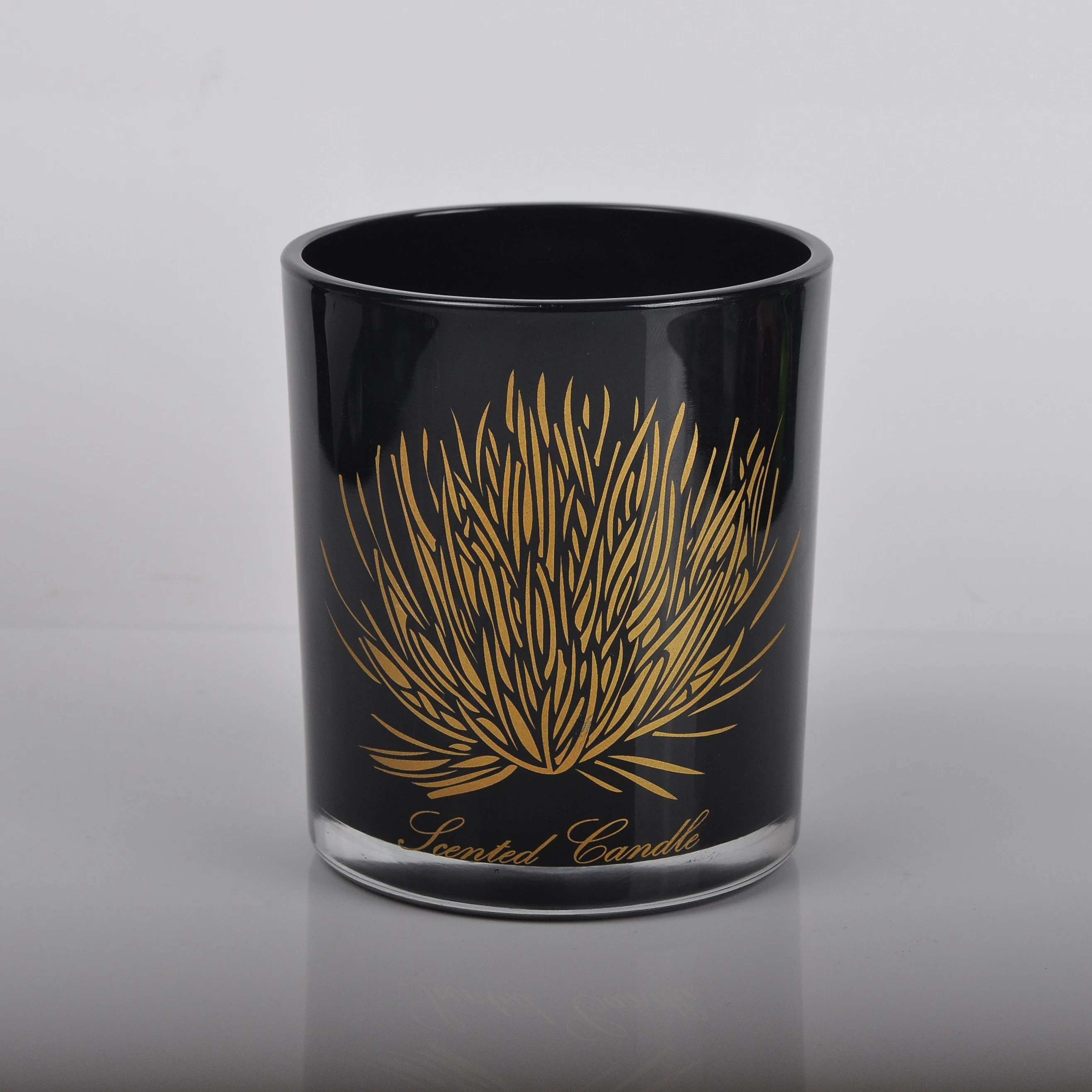 Sunny luxury black custom pattern glass candle holders