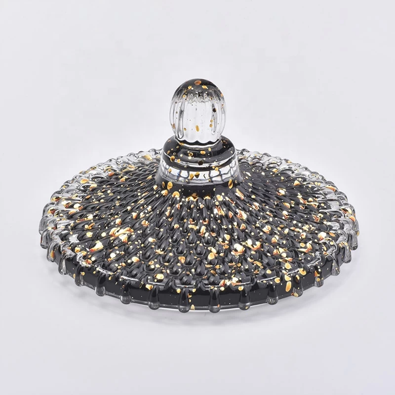 15 oz luxury glass candle container, black glass candle jar with lid
