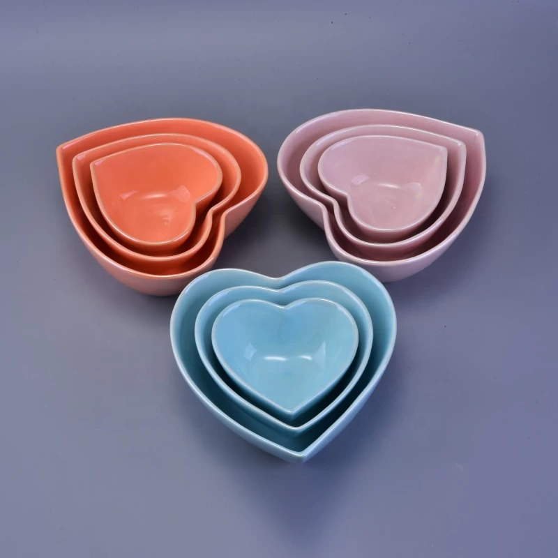 heart design ceramic candle holders with colorful glazed