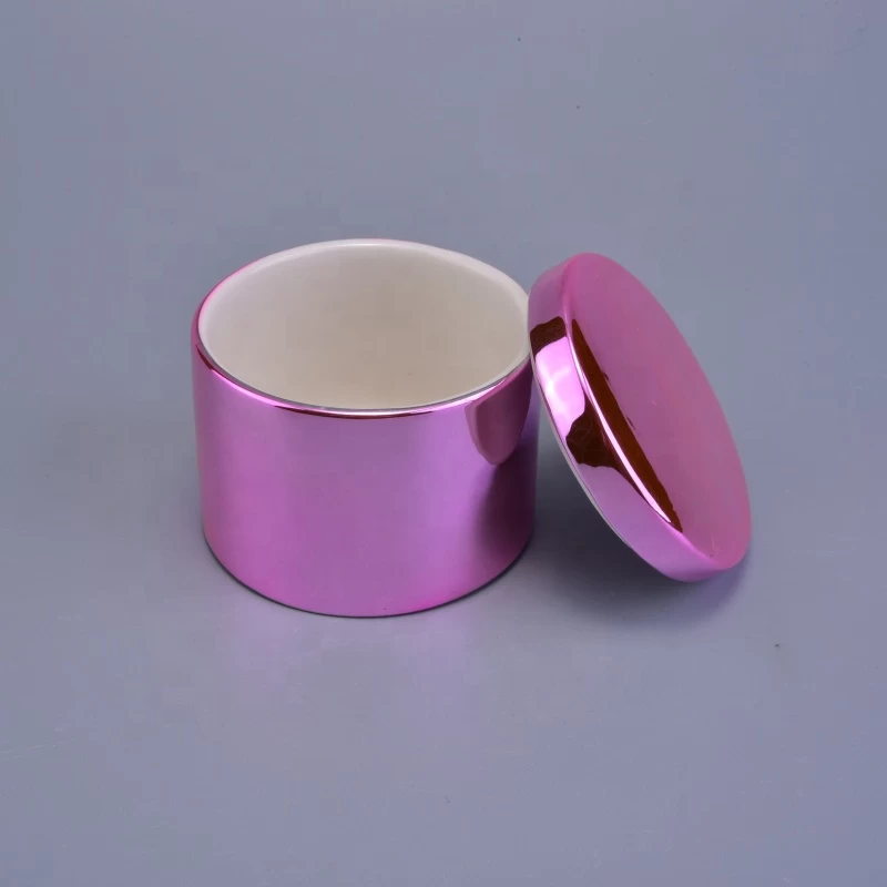 Shining electroplating ceramic votive with lid for candle making