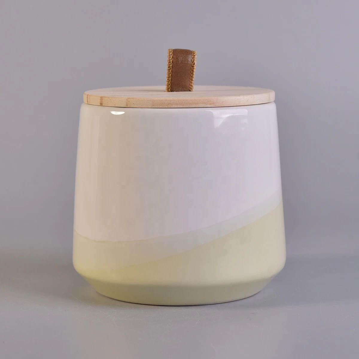 10oz 20oz Bulk color glazed large candle ceramic holders with wood lid
