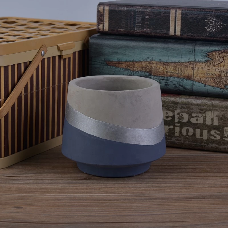 400ml Blue cement candle holders handmade printing candle tin home decoration