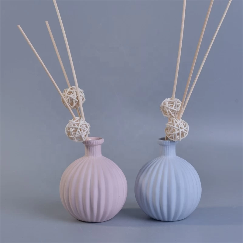 Round Aroma Pink Ceramic Reed Diffuser Bottle Aromatherapy Room Decor