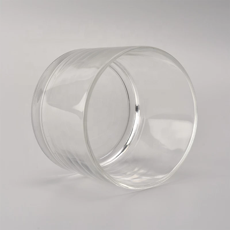 3 wick glass candle vessel, big volume glass candle holder