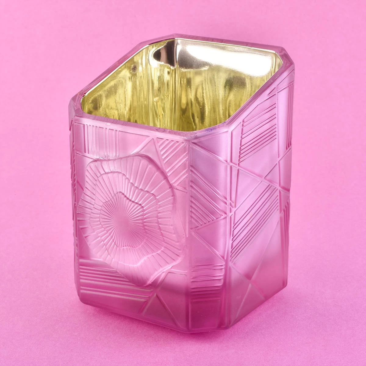 Sunny design custom pink luxury square Glass candle holder