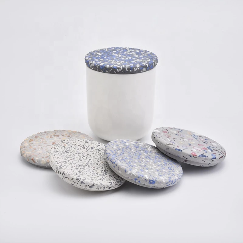 marble finished concrete lids for candle jars