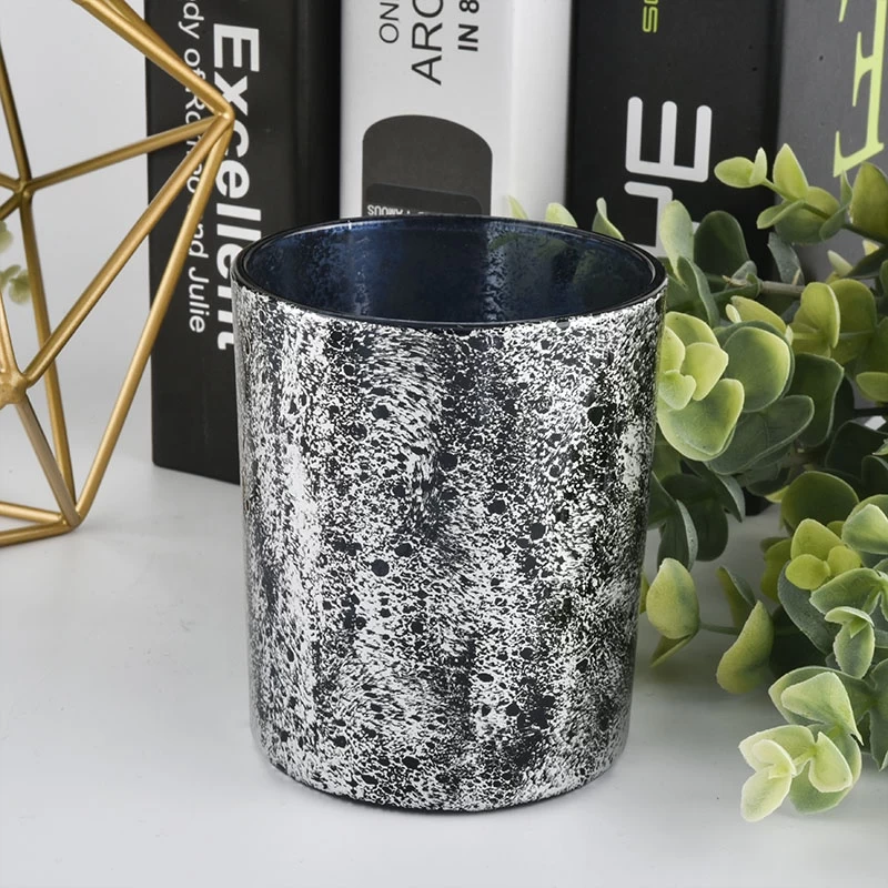 6oz colorful marble painting glass candle jars