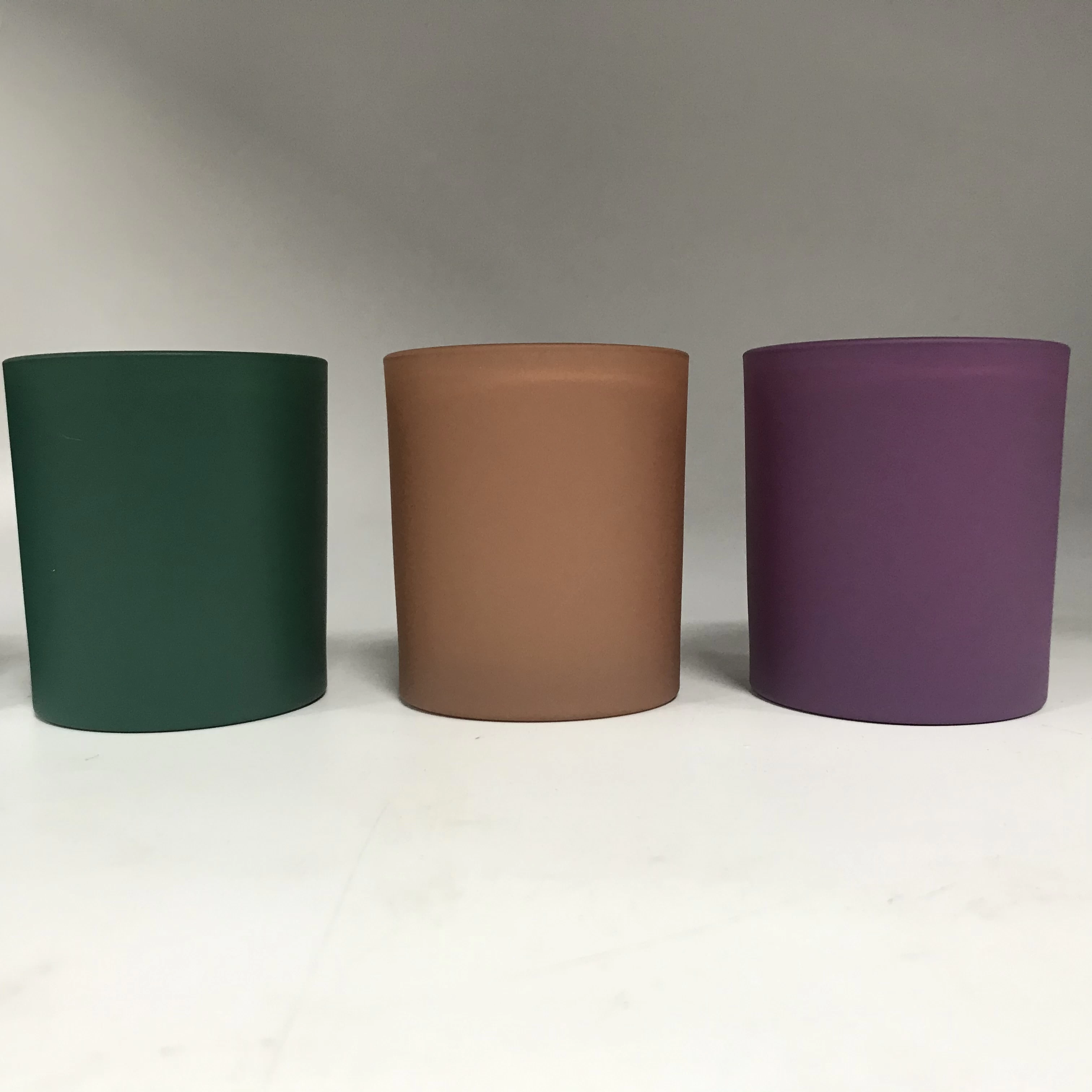 matte colored glass candle jars with metal lid