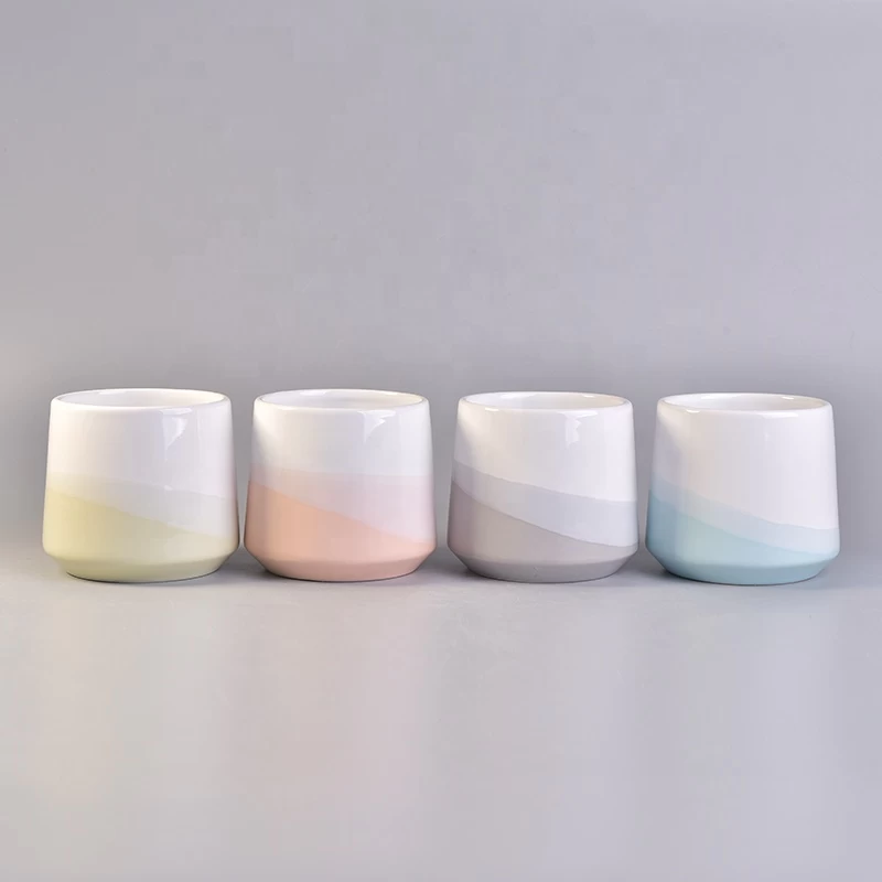10oz 20oz Bulk color glazed large candle ceramic holders with wood lid