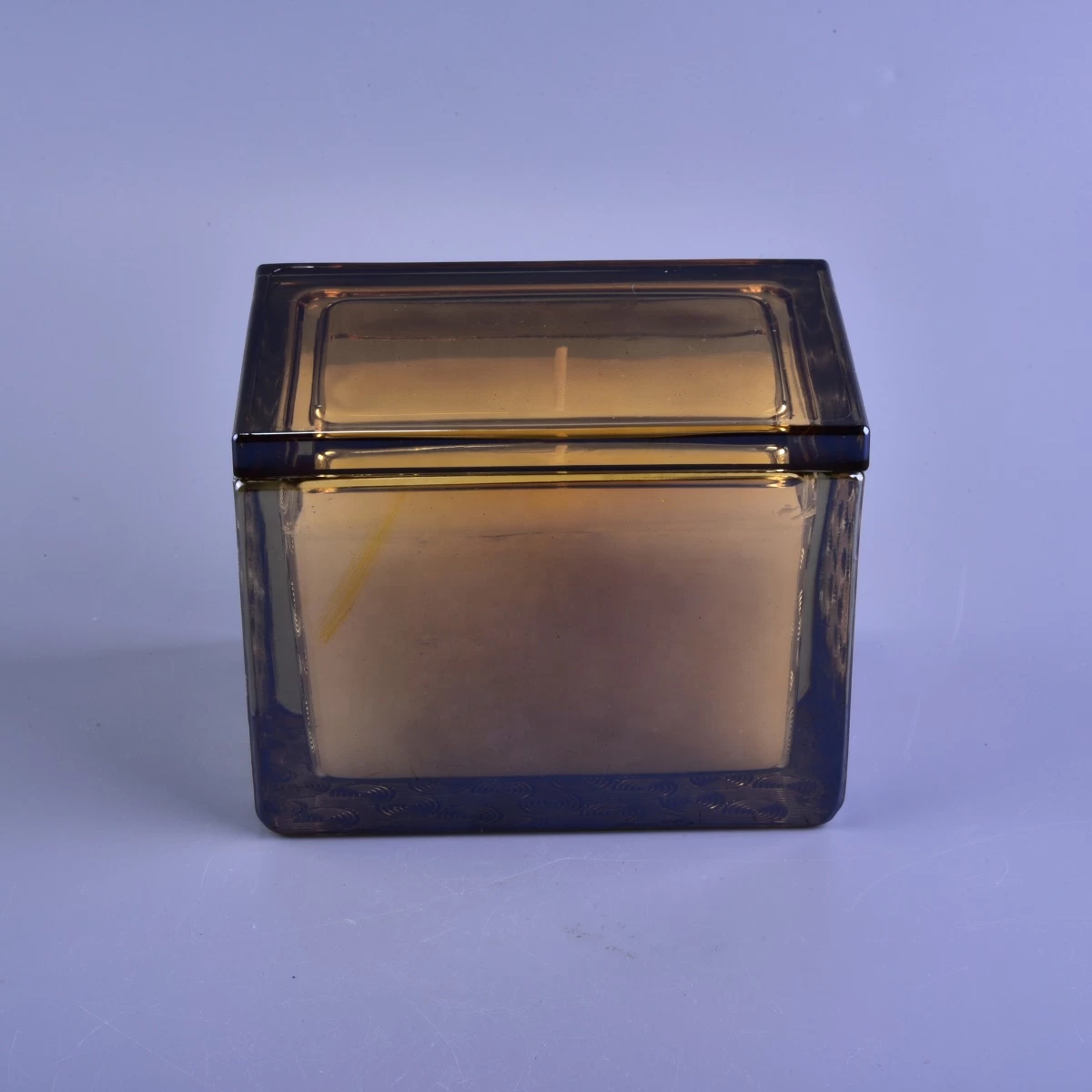 Sunny luxury empty crystal scented square glass candle jar with lids