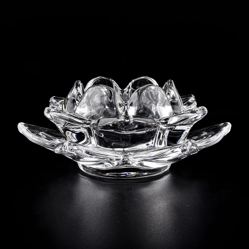 lotus design high white glass tealight candle holder