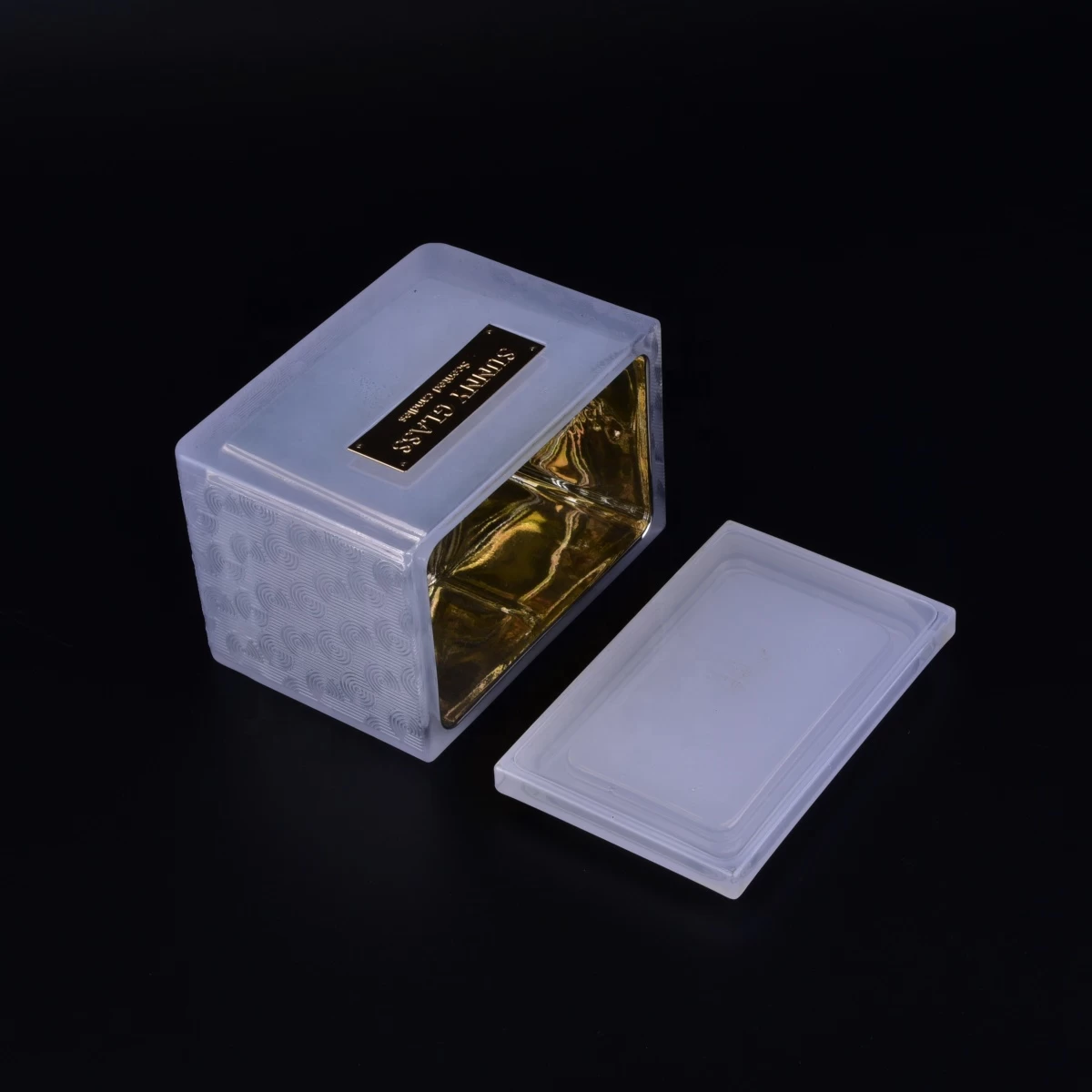 Sunny luxury square white scented candle glass jar in bulk