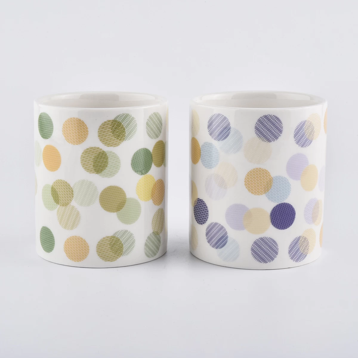 ceramic candle holders with printing for Spring