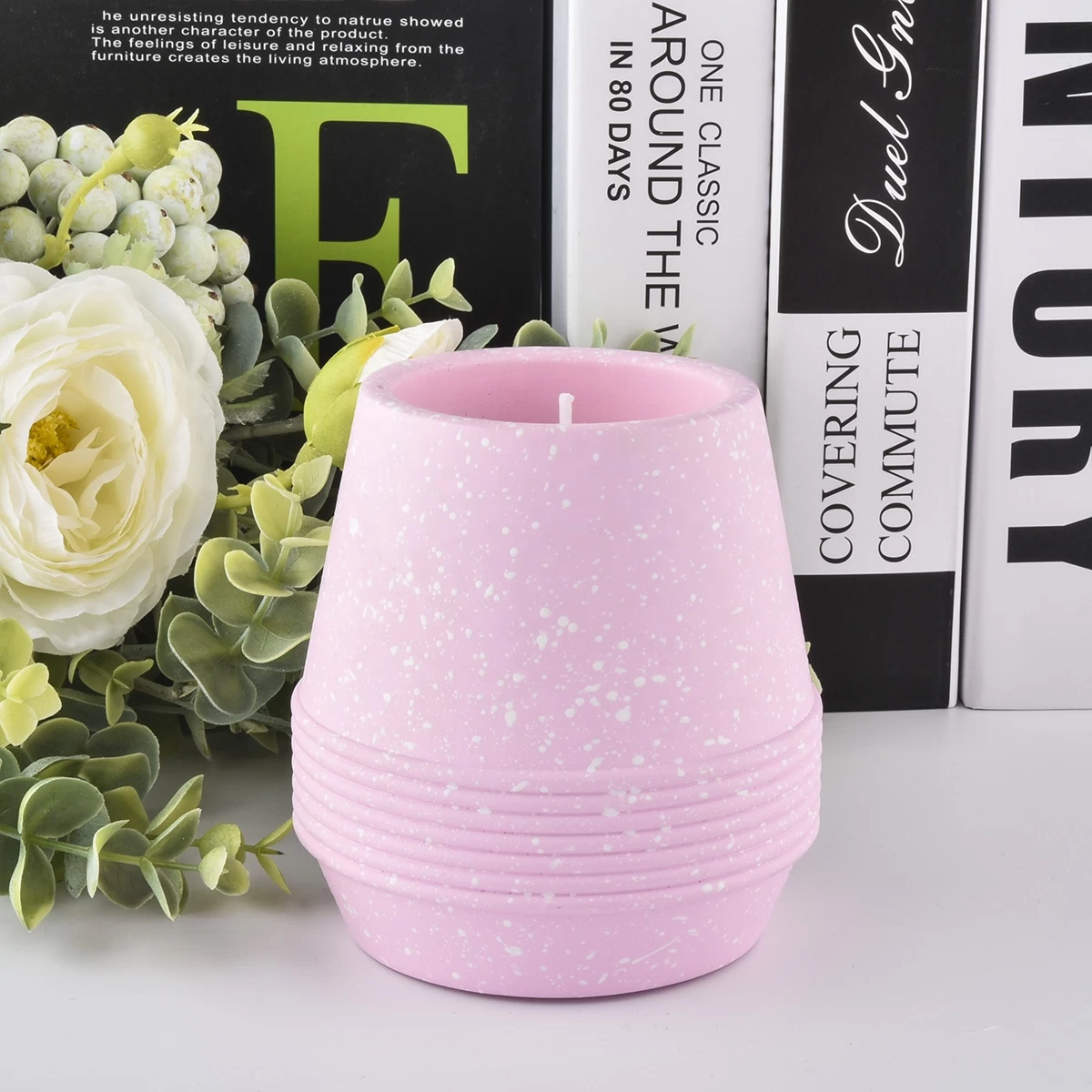 Wholesales custom recycled Handmade pink cement candle jars