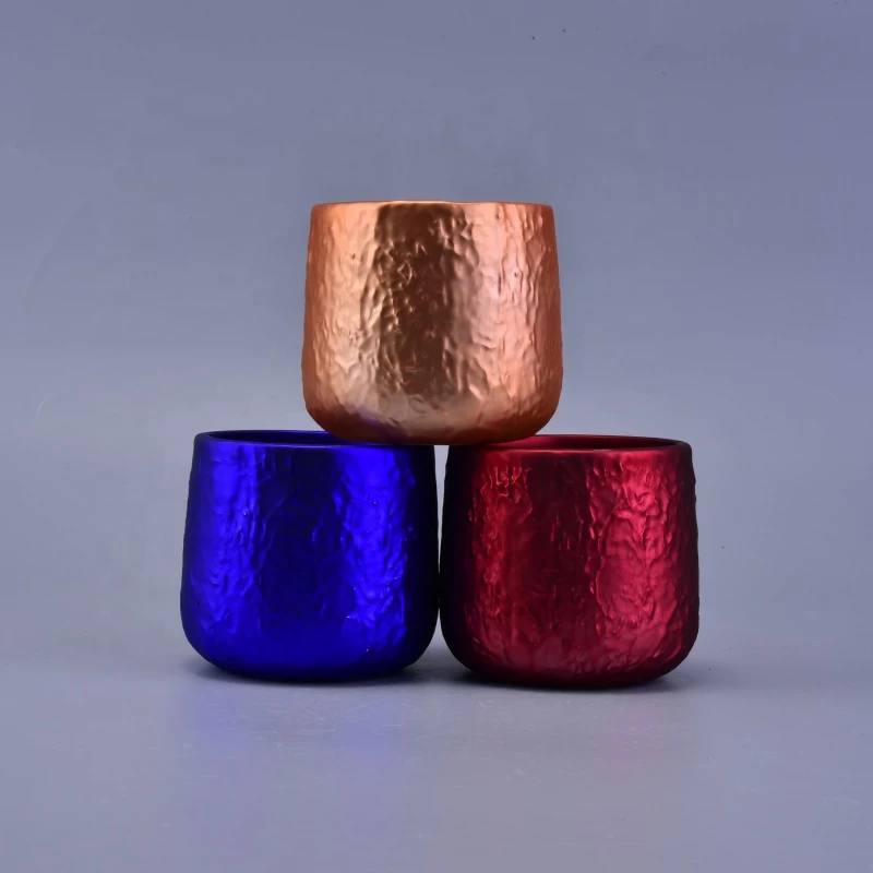 8oz colorful metallic decorative ceramic candle holders